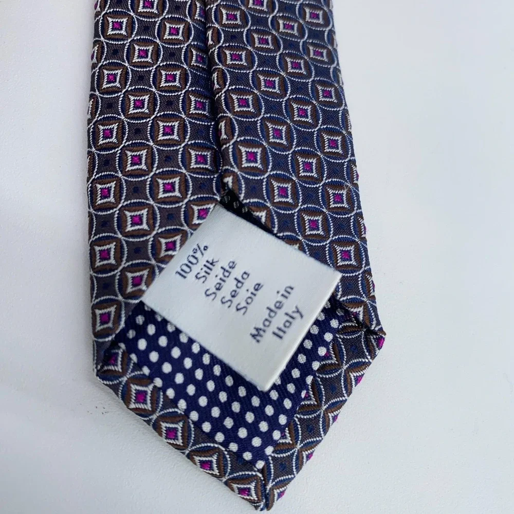 Eton Tie Men One Size Colorful Patterned Silk Classic Fit Necktie Italy Made NWT